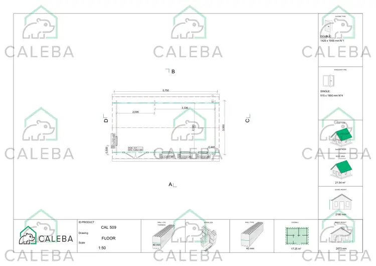 Cobertizo de madera ZAIRA 17 m², planimetría