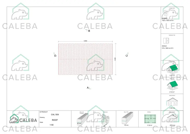 Cobertizo de madera ZAIRA 17 m², planta de cubierta