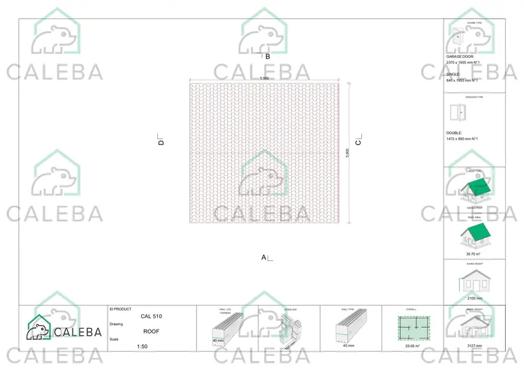 Garaje de madera 30 m², planta de cubierta
