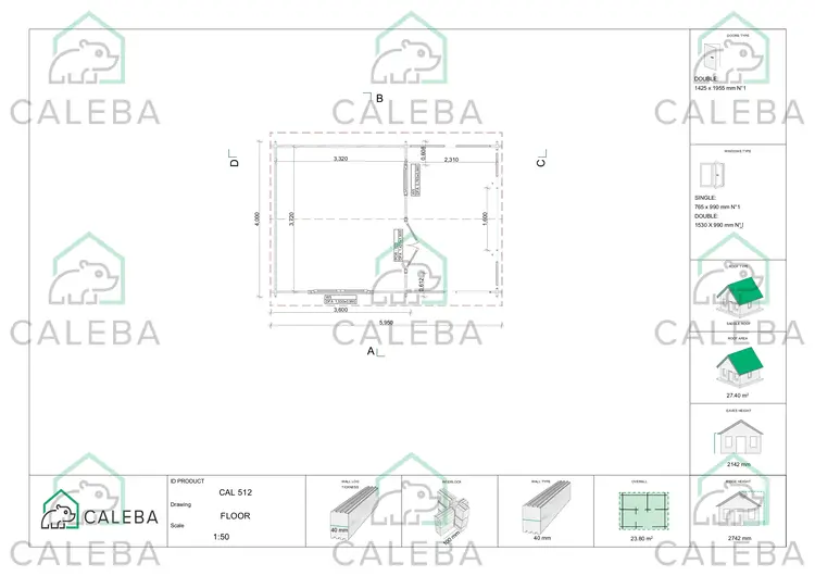 Caseta de jardín MELISSA 24 m², planimetría