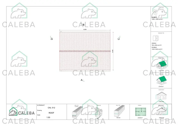 Caseta de jardín MELISSA 24 m², planta de cubierta