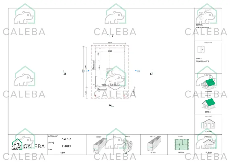 Casita de jardín LALLA 13 m², planimetría
