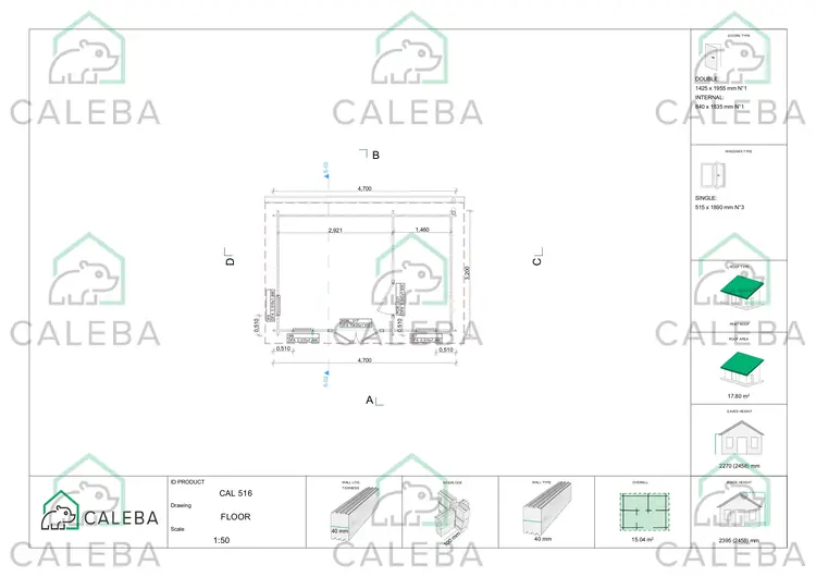 Casa de madera para jardín JENNIFER 15 m², planimetría