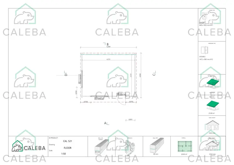 Casa de madera para jardín DESY 20 m², planimetría