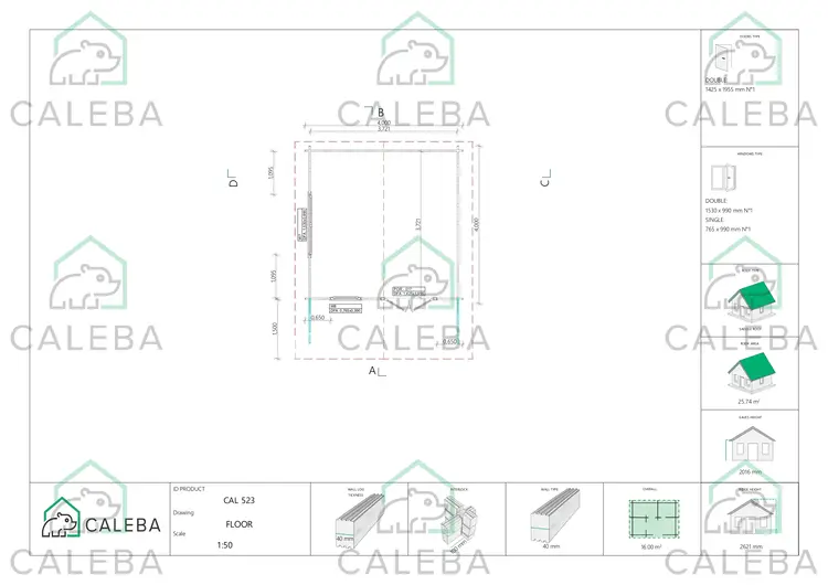 Cobertizo de madera AUDREY 16 m², planimetría