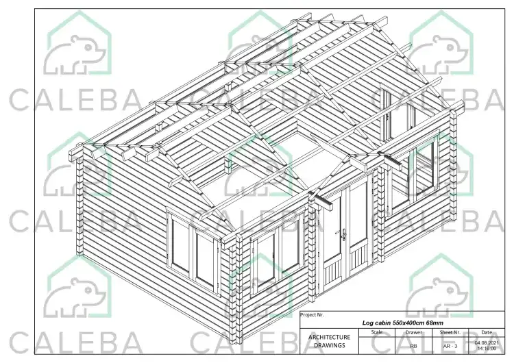 Cobertizo de madera MARISSA 22 m², planta de cubierta