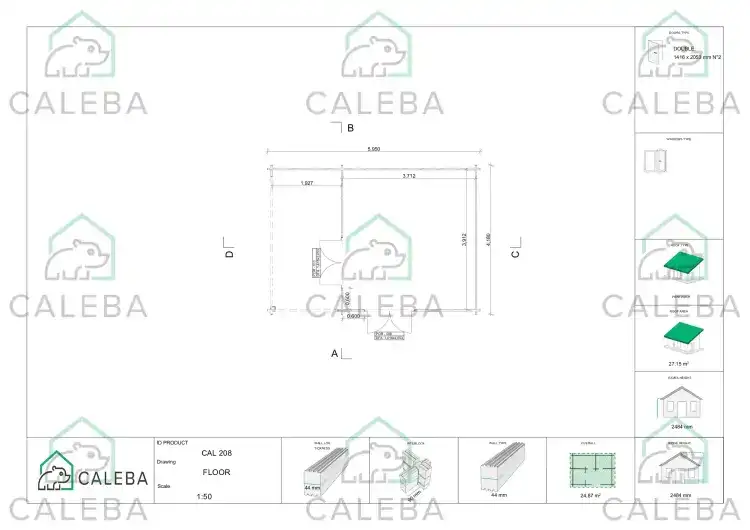 Casa de madera para jardín GISELLE 25 m², planimetría
