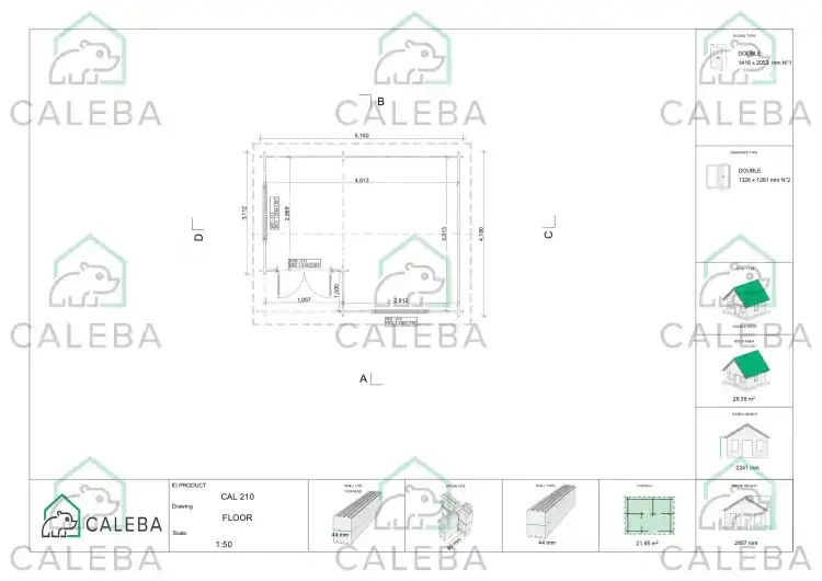 Caseta de jardín ANASTASIA 22 m², planimetría
