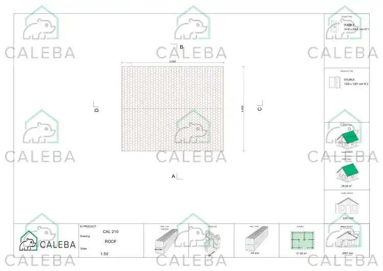 Caseta de jardín ANASTASIA 22 m², planta de cubierta