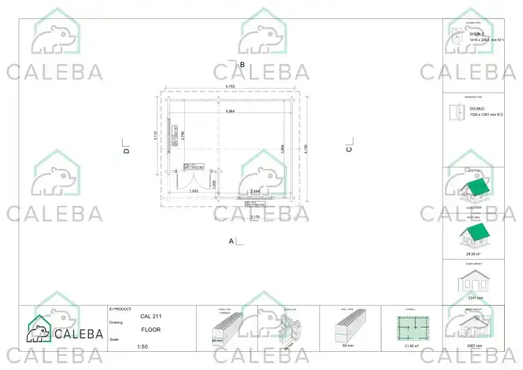 Caseta de jardín MONICA 22 m², planimetría