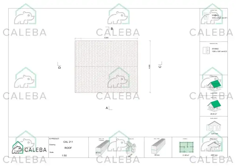 Caseta de jardín MONICA 22 m², planta de cubierta