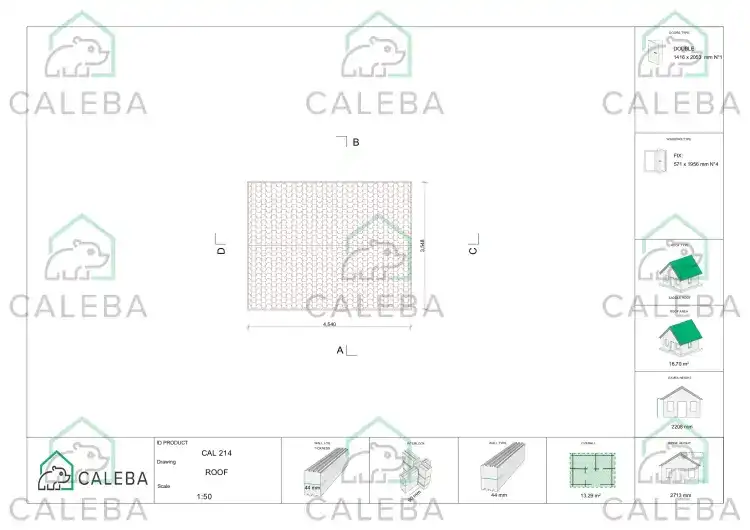 Cobertizo de madera GABRIELLA 12 m², planta de cubierta