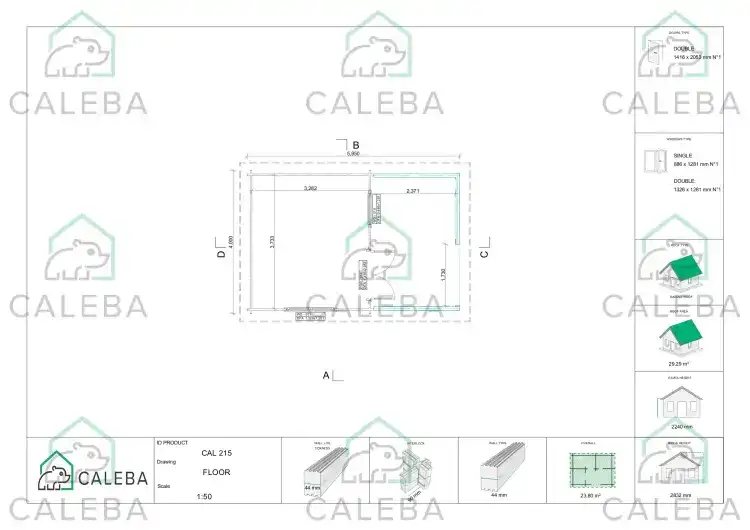 Caseta de jardín NICOLE 24 m², planimetría