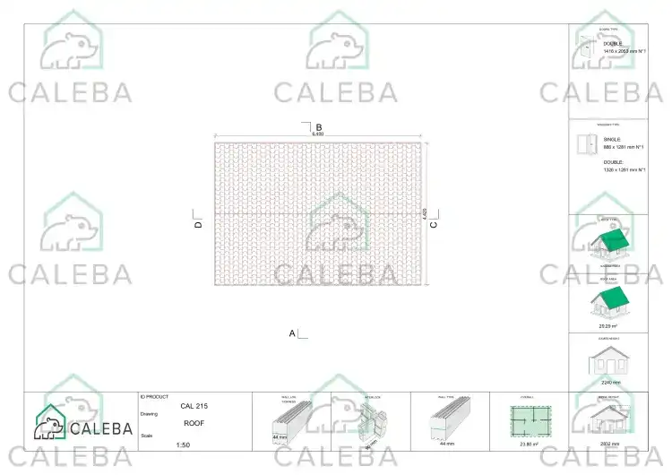 Caseta de jardín NICOLE 24 m², planta de cubierta