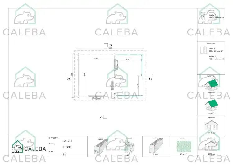 Casita de madera NICOLE 24 m², planimetría