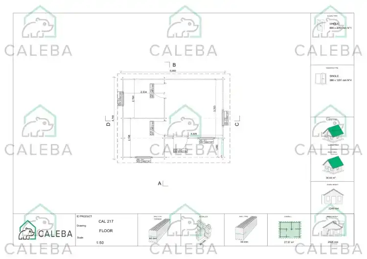 Cobertizo de madera ZOE 28 m², planimetría