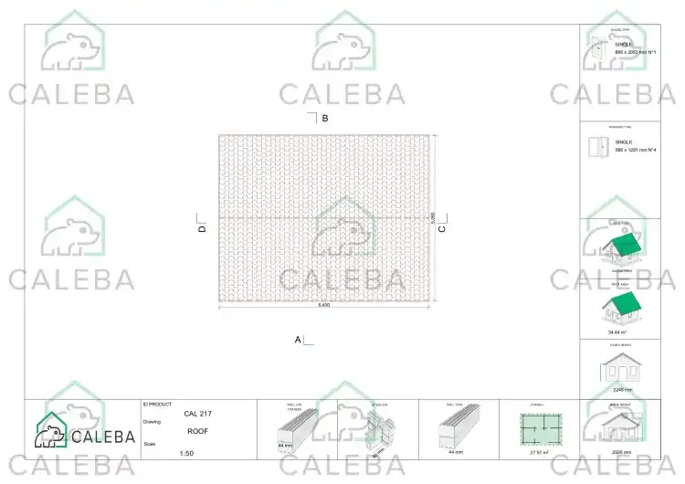 Cobertizo de madera ZOE 28 m², planta de cubierta