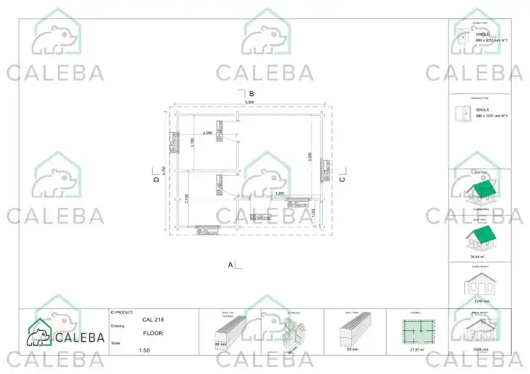 Casita de madera ZOE 28 m², planimetría