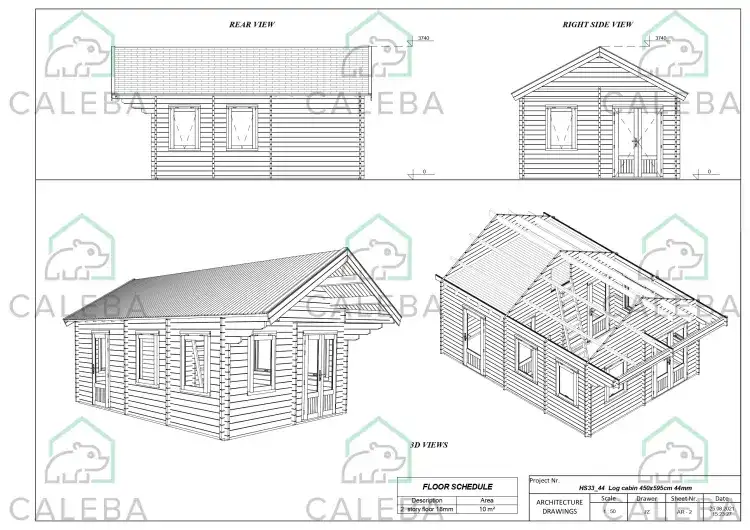 Caseta de jardín GIORGIA 28 m², lados A/B/C/D