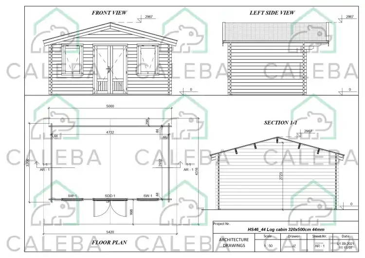 Casita de madera KATE 16 m², planimetría