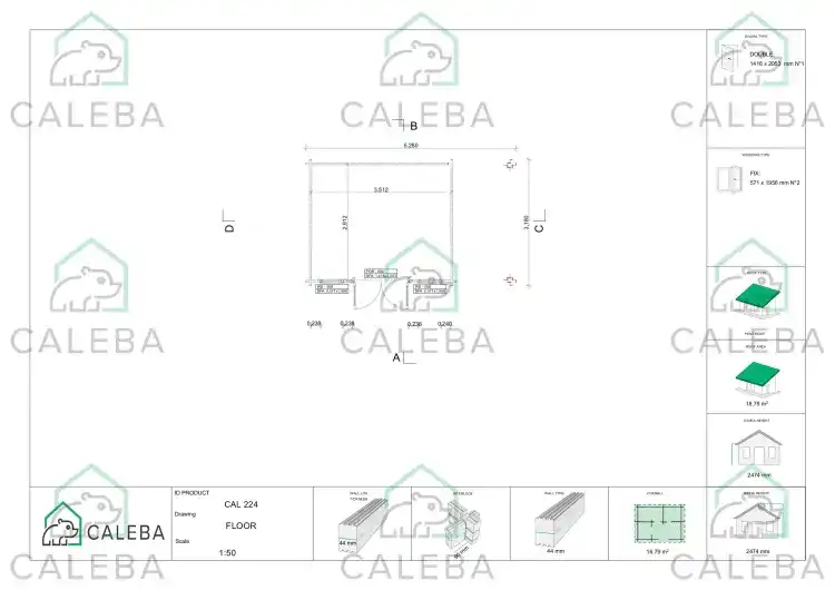 Caseta de jardín GWEN 16 m², planimetría