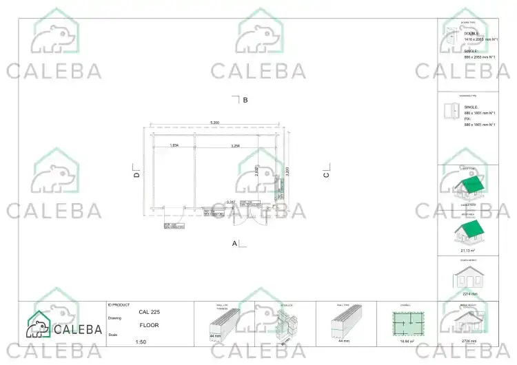 Caseta de jardín SARA 15 m², planimetría