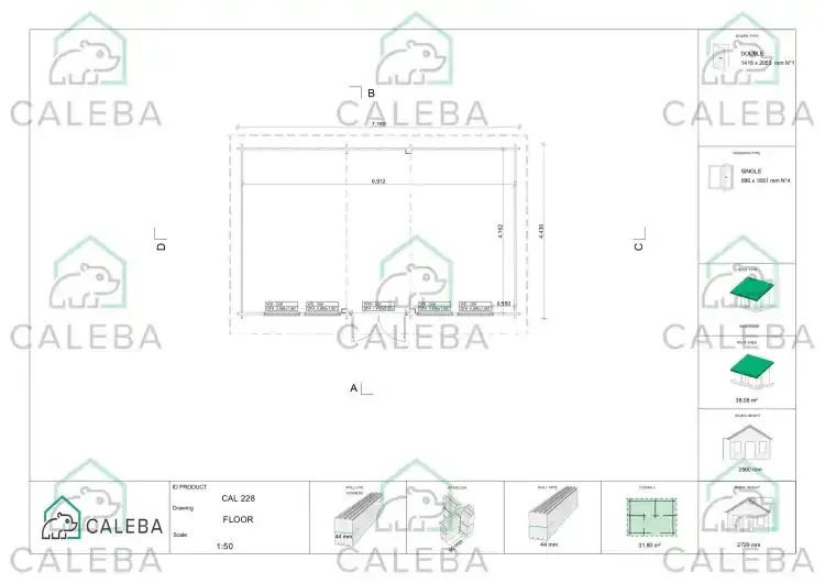 Caseta de jardín HOPE 32 m², planimetría