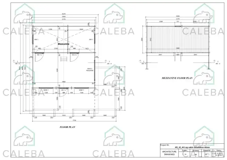 Cabaña de madera SAMANTHA 65 m², planimetría