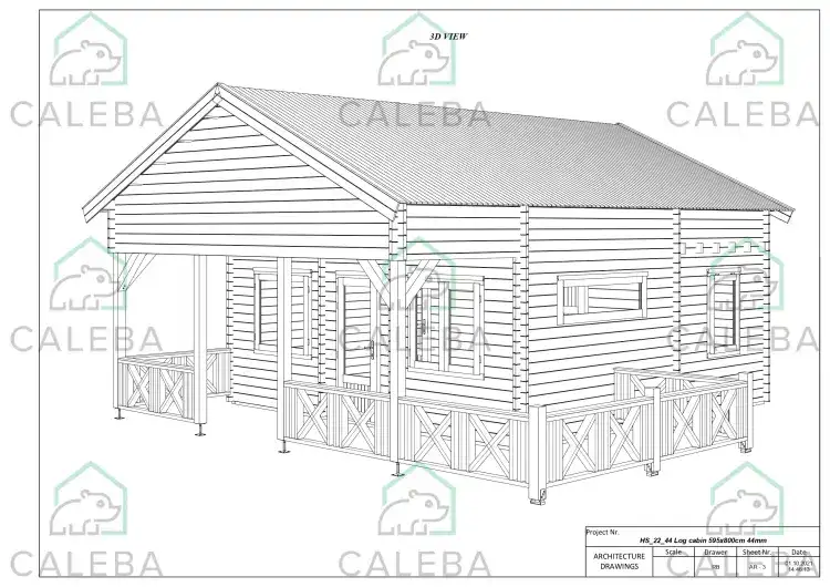 Cabaña de madera SAMANTHA 65 m², vista frontal