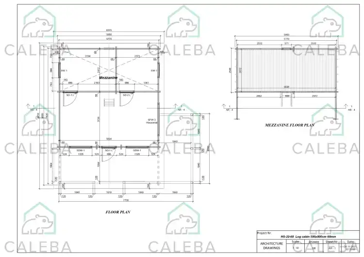 Casa de madera moderna SAMANTHA 65 m², planimetría