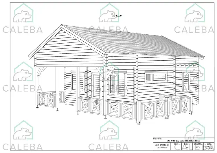 Casa de madera moderna SAMANTHA 65 m², vista frontal