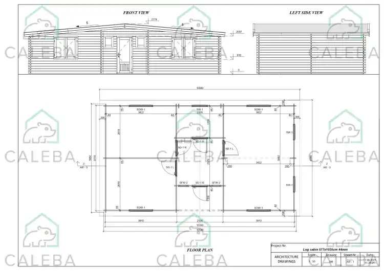 Casa de madera moderna ELETTRA 65 m², planimetría