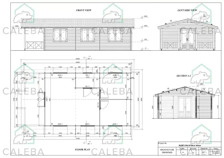 Casa de madera moderna LAVINIA 50 m², planimetría