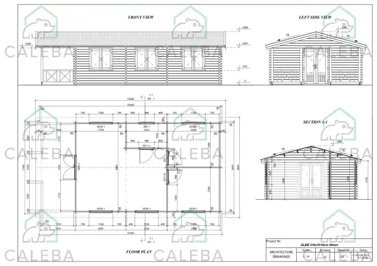 Cabaña de madera LAVINIA 50 m², planimetría