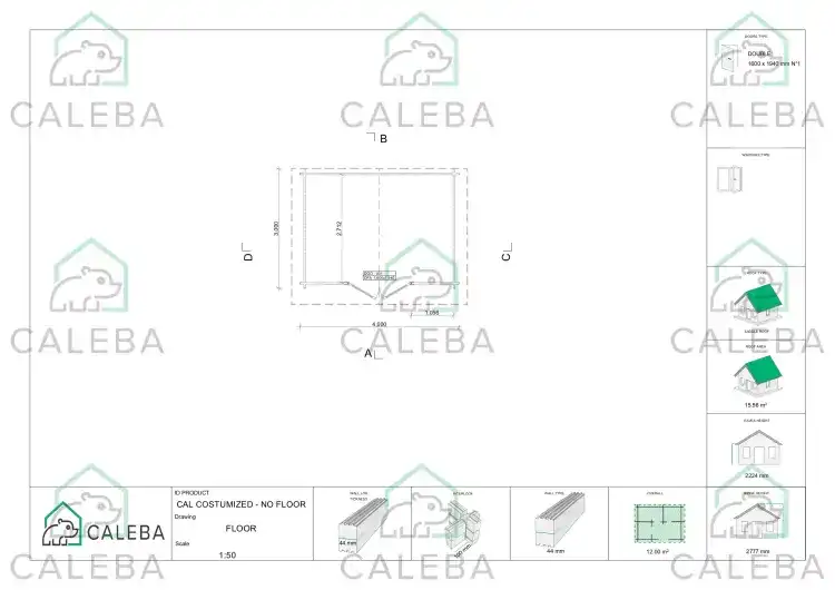 Cobertizo de madera en entrega inmediata 12 m², planimetría