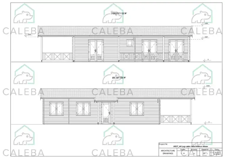 Casa de madera moderna AMANDA 80 m², frente y parte trasera