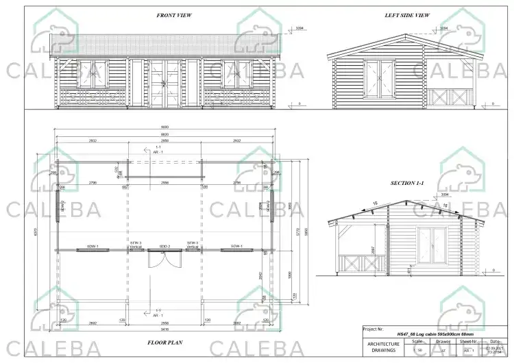 Cabaña de madera CECILIA 50 m², planimetría