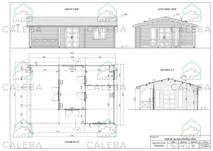 Cabaña de madera WANDA 50 m², planimetría