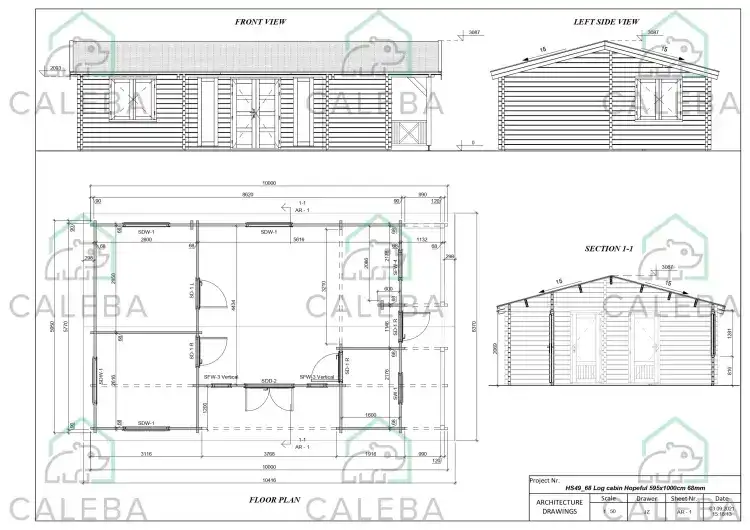 Casa de madera moderna CHANTAL 60 m², planimetría