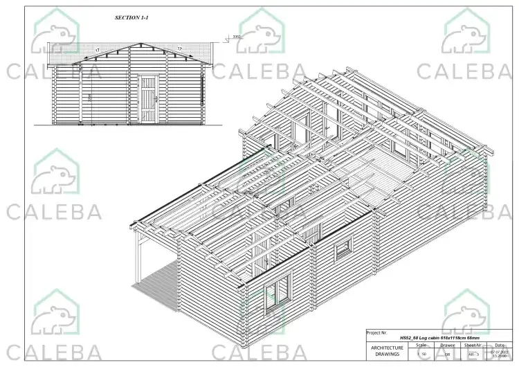 Oficina de jardín VENERE 60 m², planta de cubierta