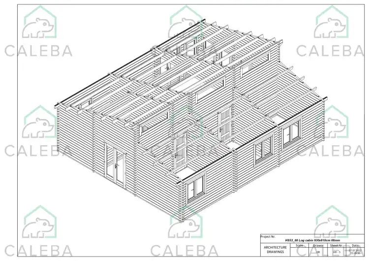 Casa de madera moderna DILETTA 75 m², planta de cubierta