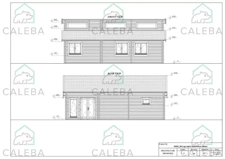 Casa de madera moderna DILETTA 75 m², lados A/B