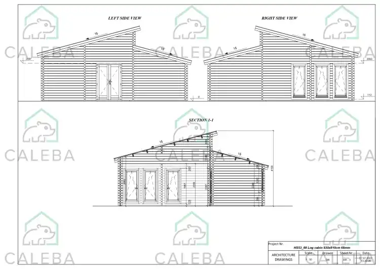 Casa de madera moderna DILETTA 75 m², lados C/D