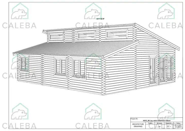 Casa de madera moderna DILETTA 75 m², 3D