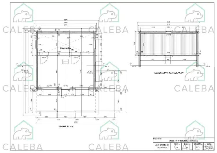 Casa de madera aislada VANESSA 50 m², planimetría
