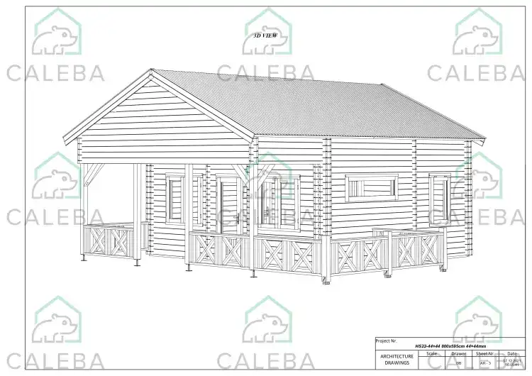 Casa de madera aislada VANESSA 50 m², 3D