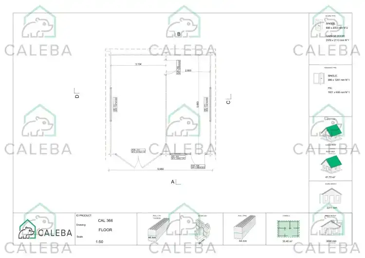 Garaje de madera con trastero 35 m², planimetría