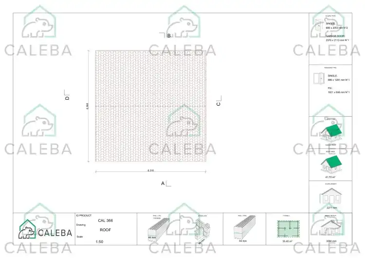 Garaje de madera con trastero 35 m², planta de cubierta