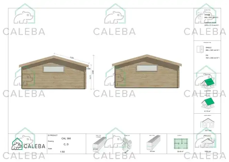 Garaje de madera con trastero 35 m², lados C/D