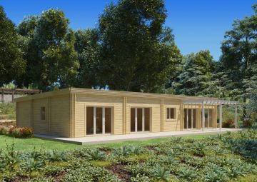 Casa habitable de madera con techo plano CAMELIA 
